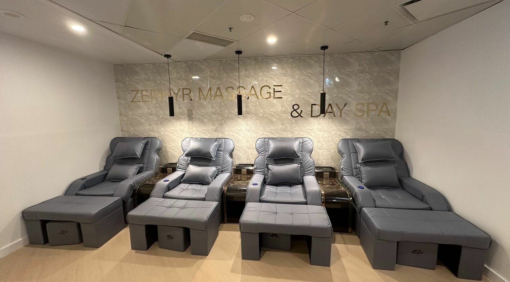 Comfortable loungers at Zephyr Massage & Day Spa in North Ipswich, Queensland, AU for ultimate relaxation.