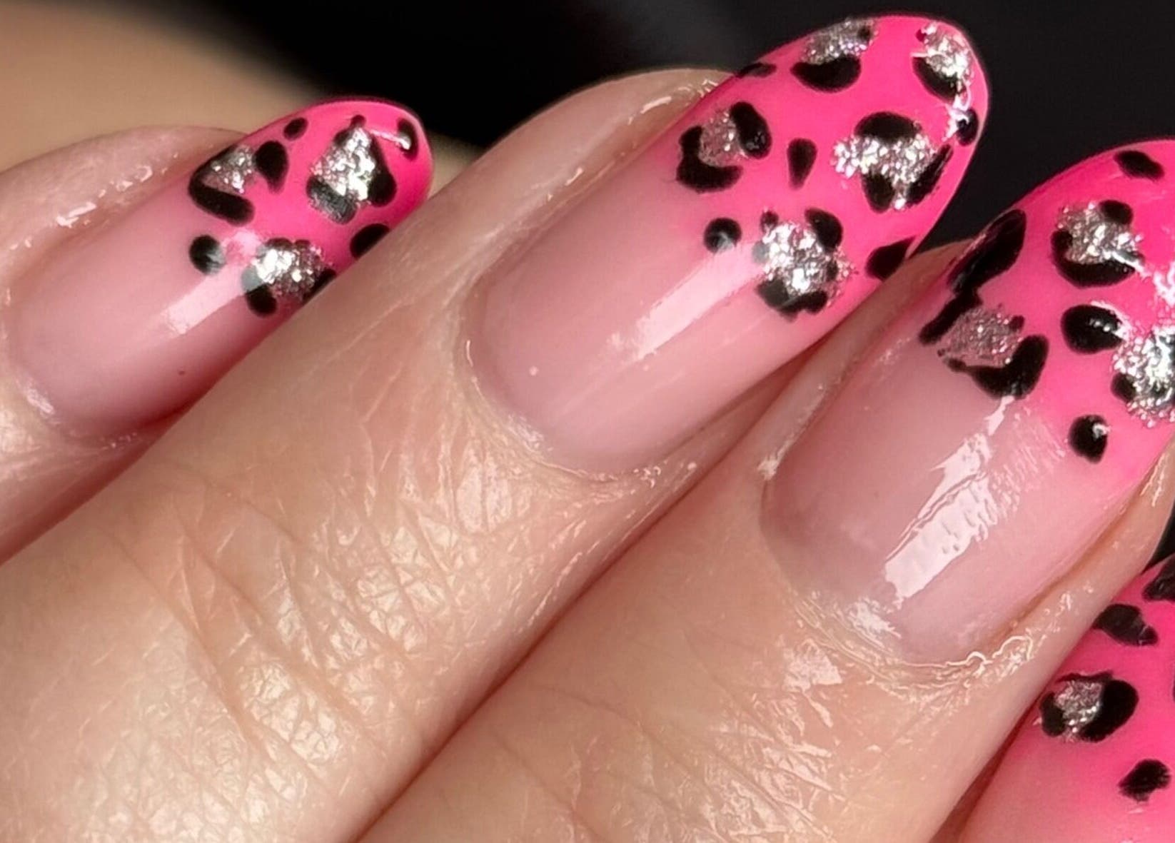 Vibrant leopard print nails by Nicole Mc Arthur Nail Tech in Ayr, Scotland, GB.