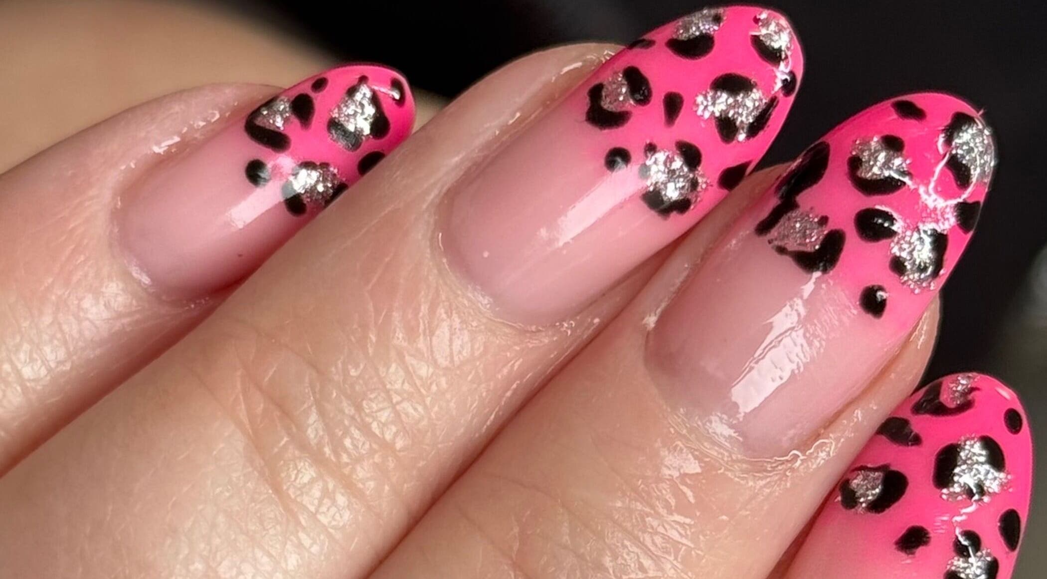 Vibrant leopard print nails by Nicole Mc Arthur Nail Tech in Ayr, Scotland, GB.