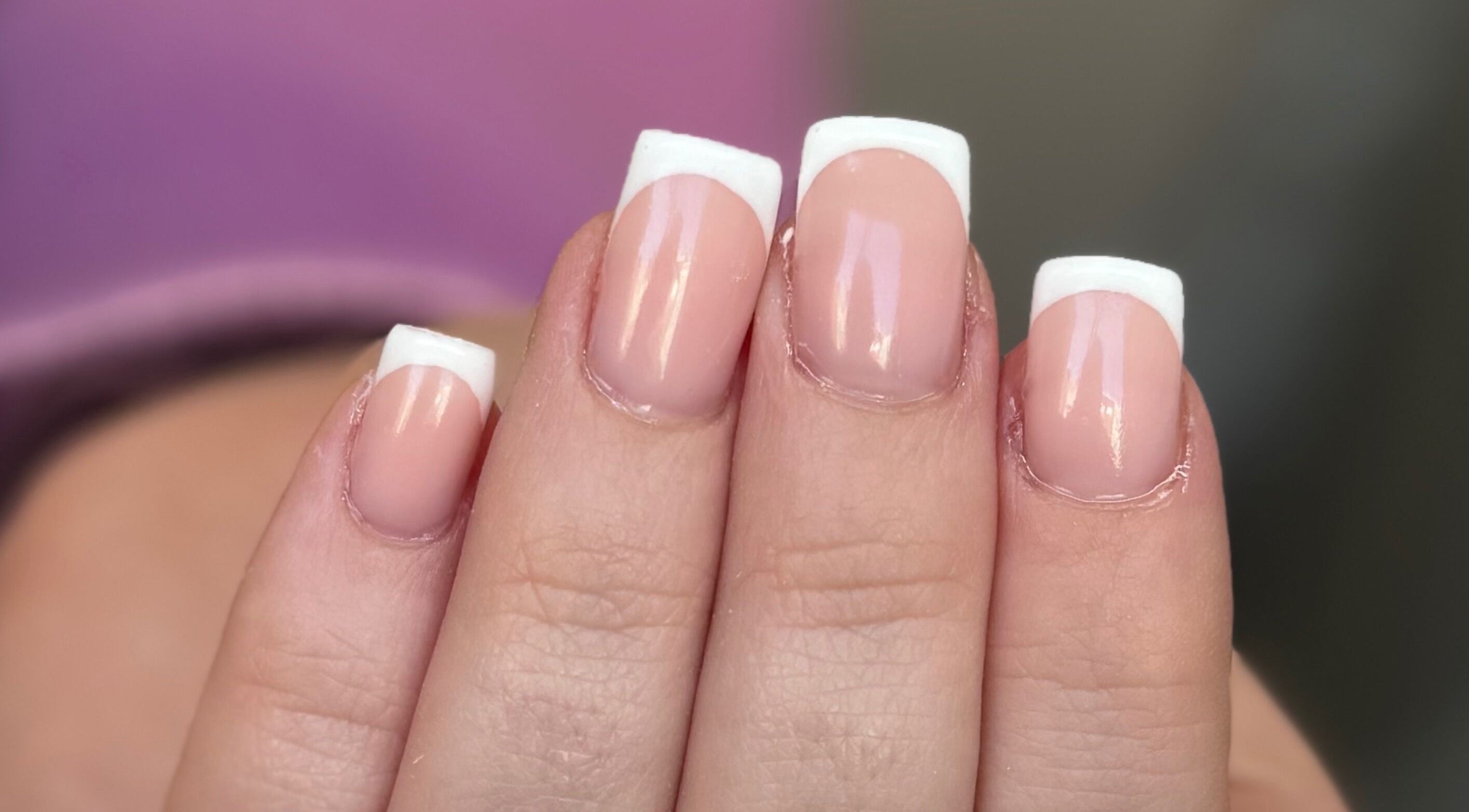 Elegant French manicure at Nicole Mc Arthur Nail Tech, Ayr, Scotland, GB.