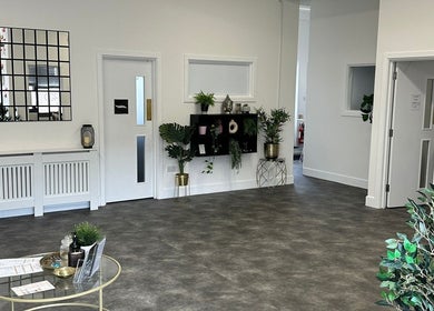 Stylish interior of Olga Genc Beauty with modern decor and plants in Chichester, England, GB.