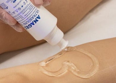 Gel being applied on skin at Olga Genc Beauty, Chichester, England, GB.