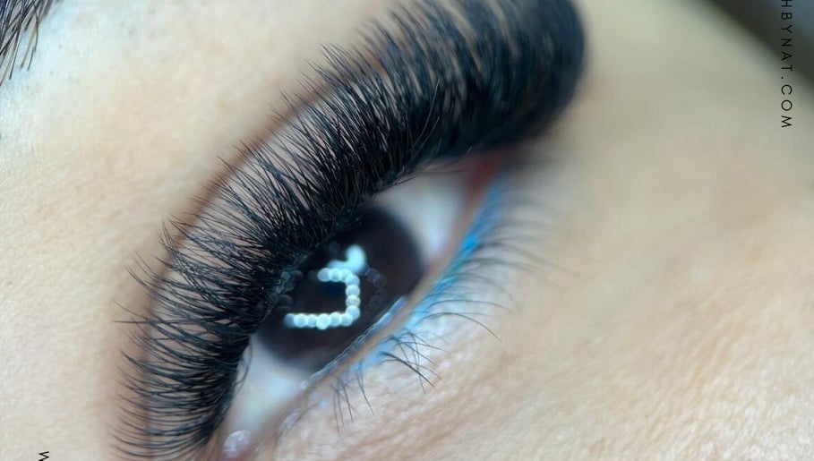 Close-up of expertly crafted eyelashes at Lash by Nat, Redbank Plains, Queensland, AU.