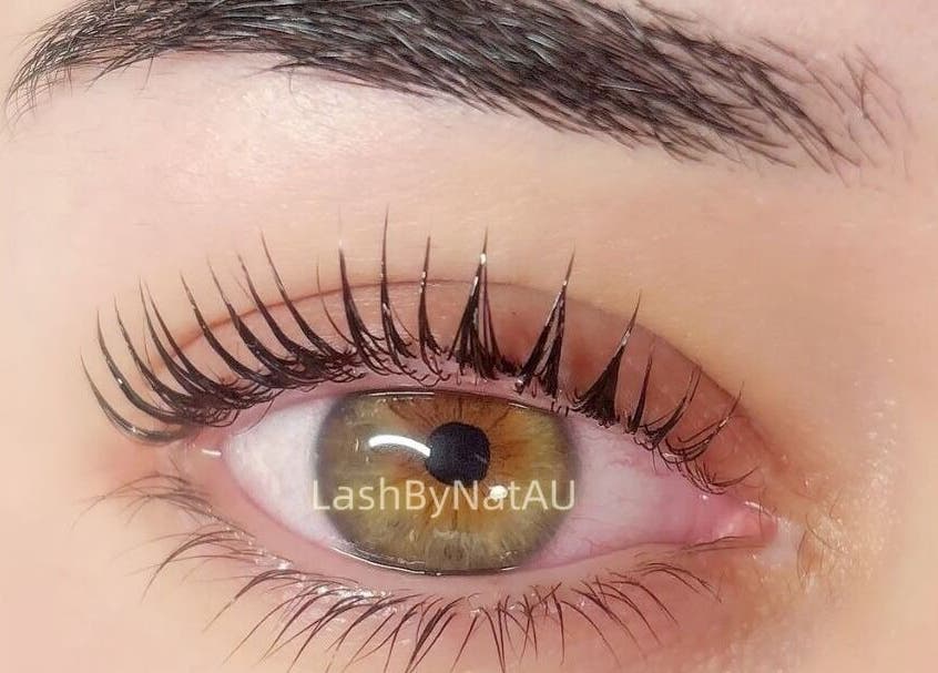 Close-up of expertly styled lashes at Lash by Nat, Redbank Plains, Queensland, AU.
