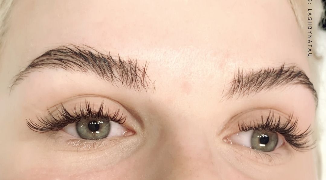 Close-up of expertly applied eyelash extensions at Lash by Nat in Redbank Plains, Queensland, AU.