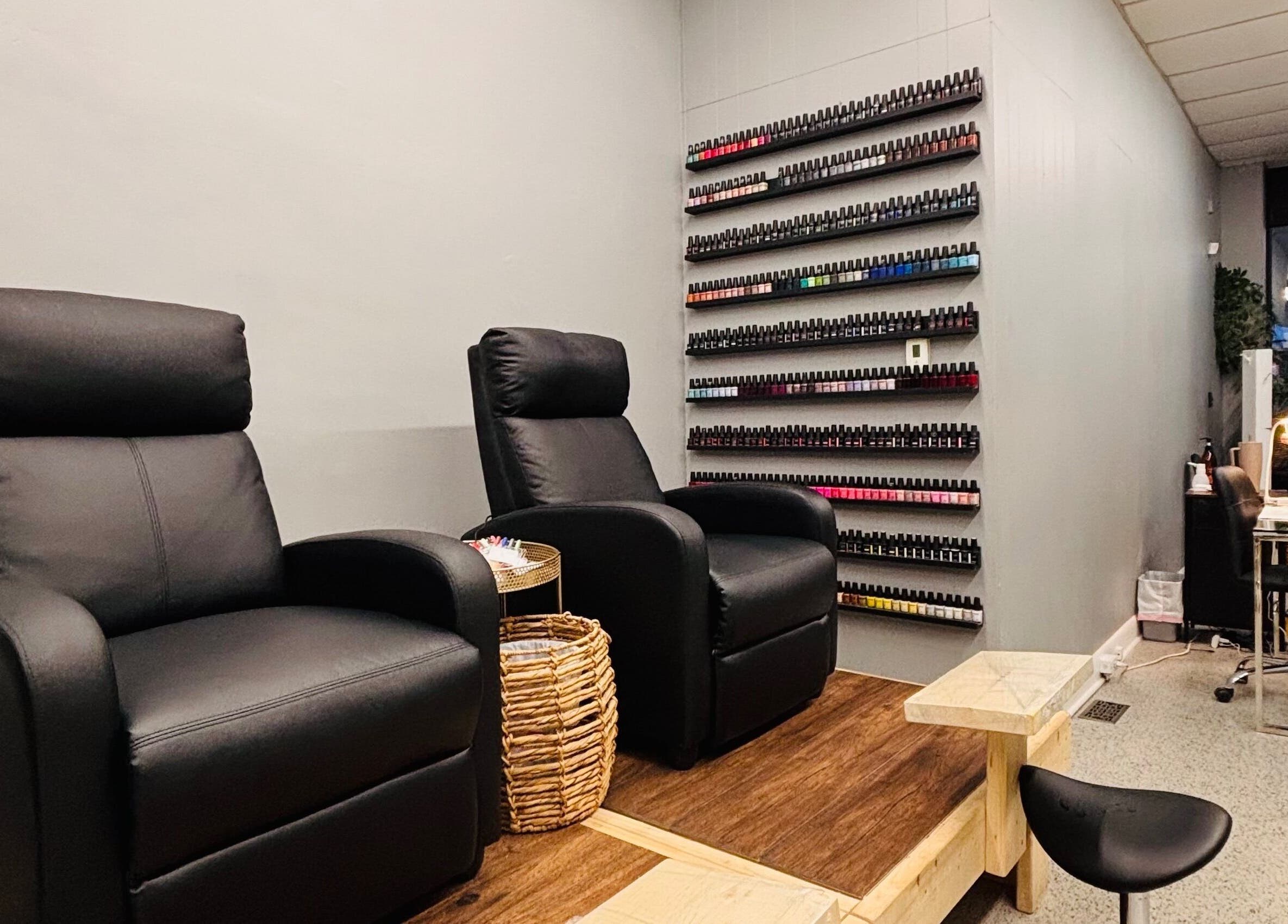Mani & Mane's luxurious seating for nail treatments in Lucknow, Ontario, CA.