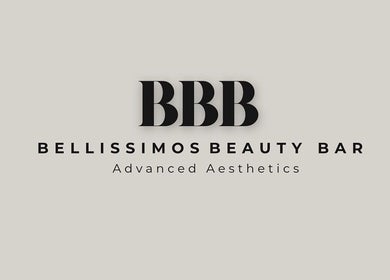 Stylish logo of Bellissimos Beauty Bar in Greater Sudbury, Ontario, CA emphasizing advanced aesthetics.