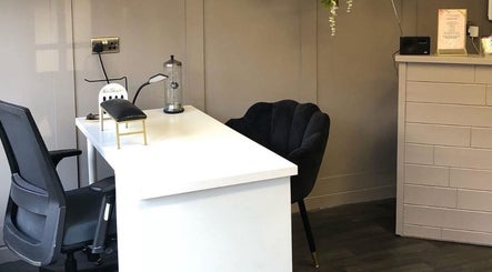 Modern nail workspace at Beauty Bound by Alex, Flint, Wales, GB, showcasing elegance and comfort.