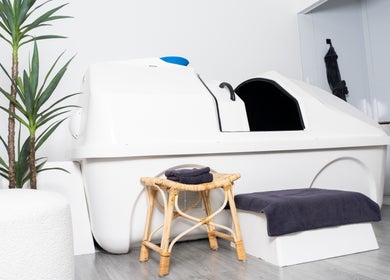Relaxing float pod at Breathe WRL, Glenelg East, South Australia, AU, offering a serene wellness experience.