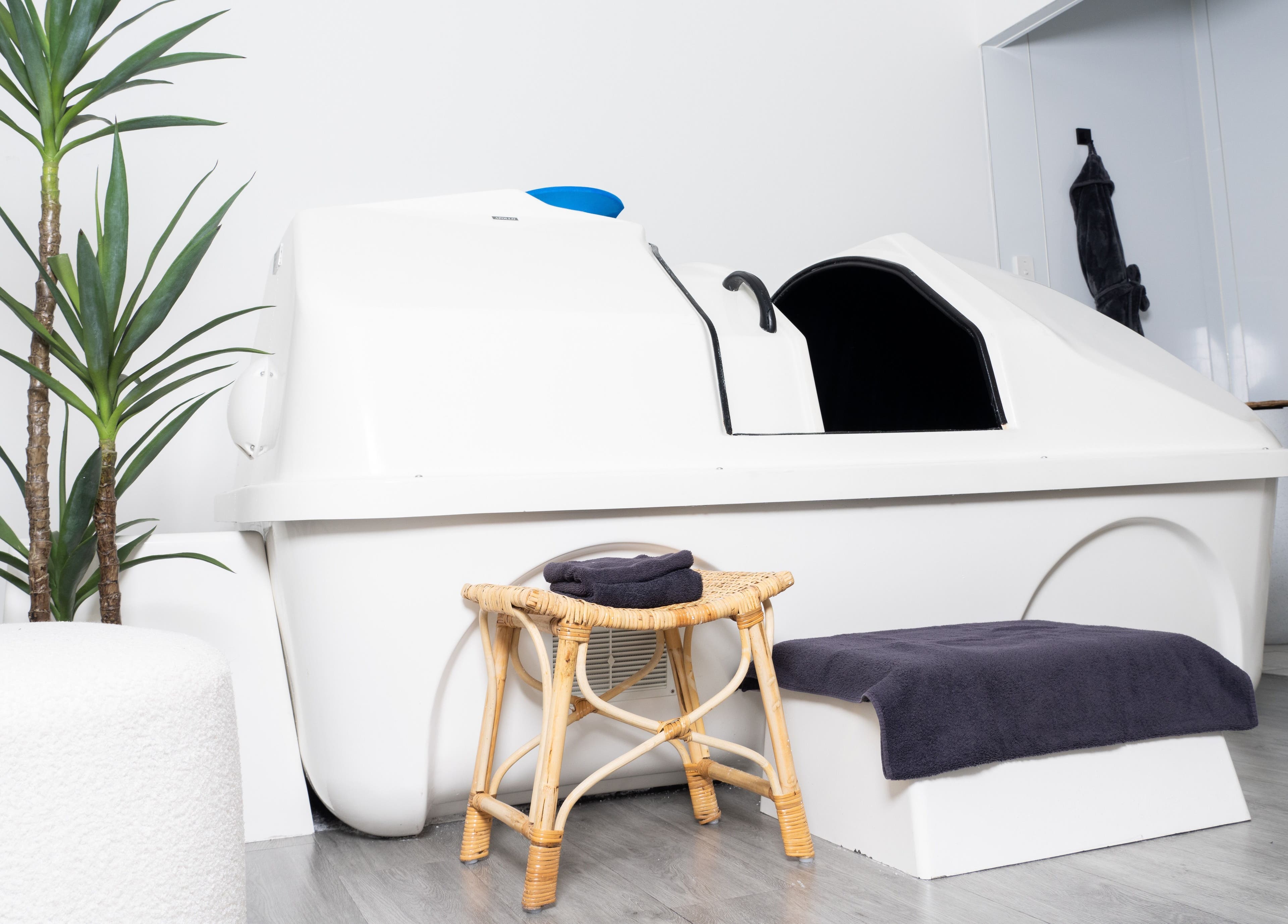 Relaxing float pod at Breathe WRL, Glenelg East, South Australia, AU, offering a serene wellness experience.