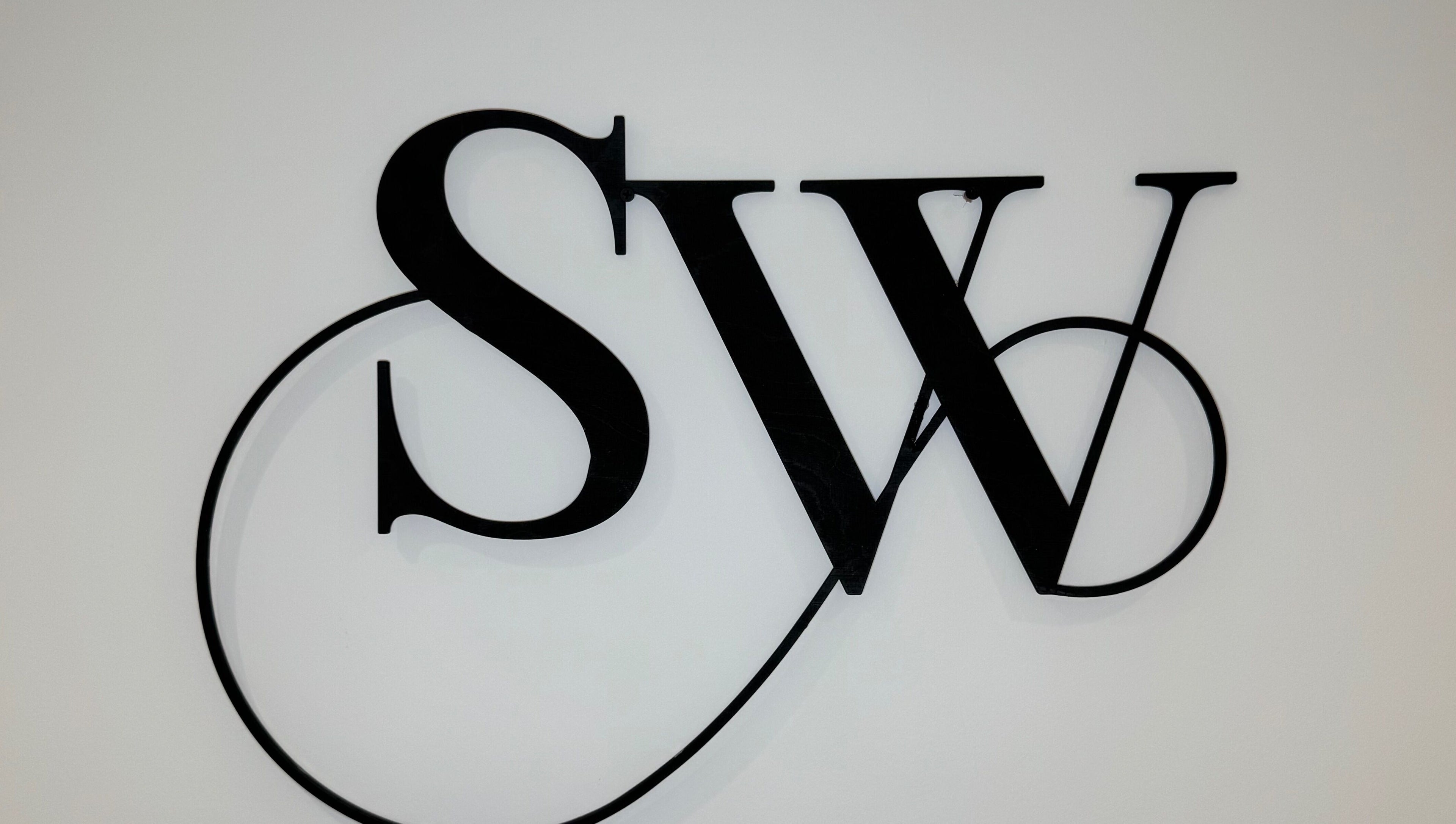 Elegant SW logo displayed at SW Aesthetics in Kent, England, GB.