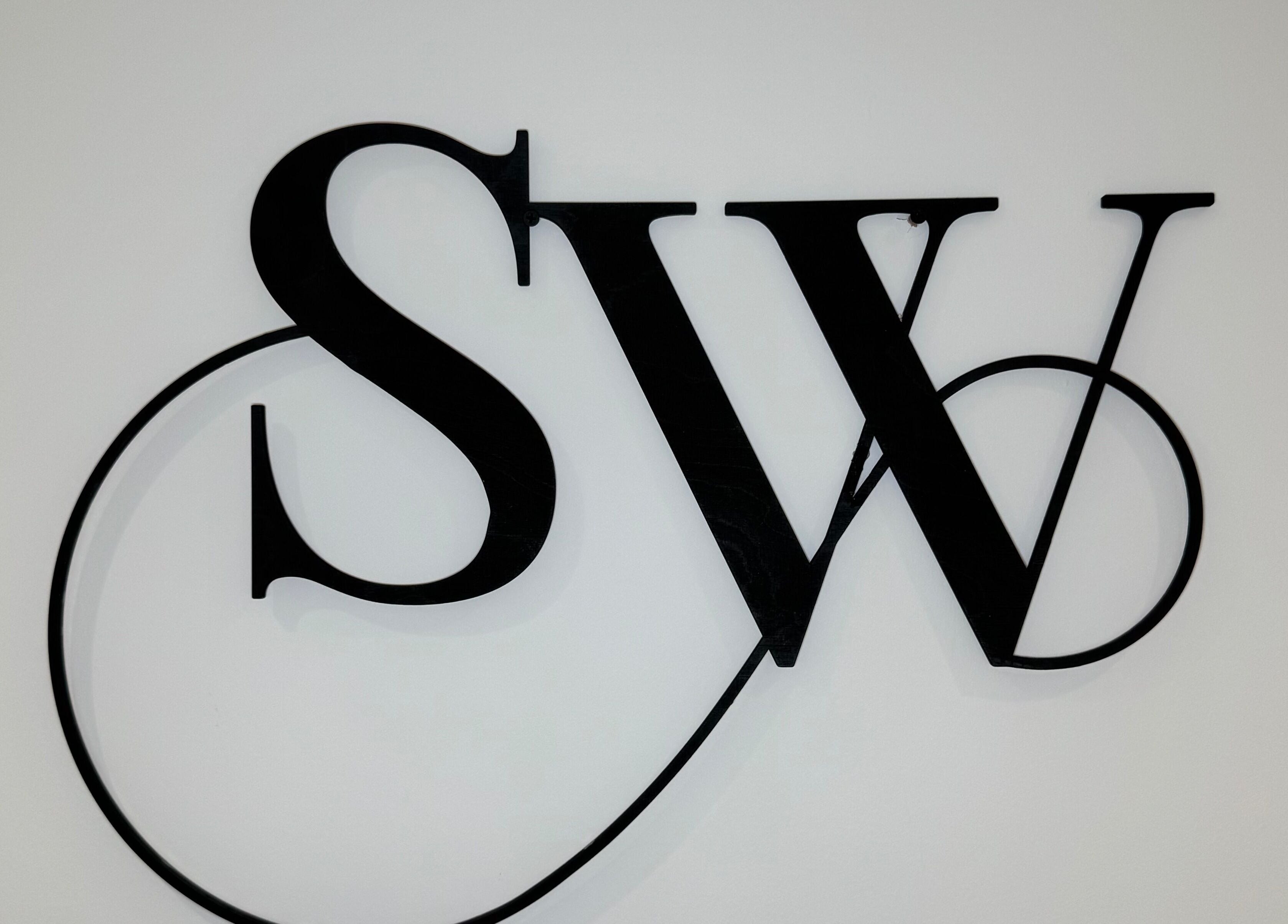 Elegant SW logo displayed at SW Aesthetics in Kent, England, GB.