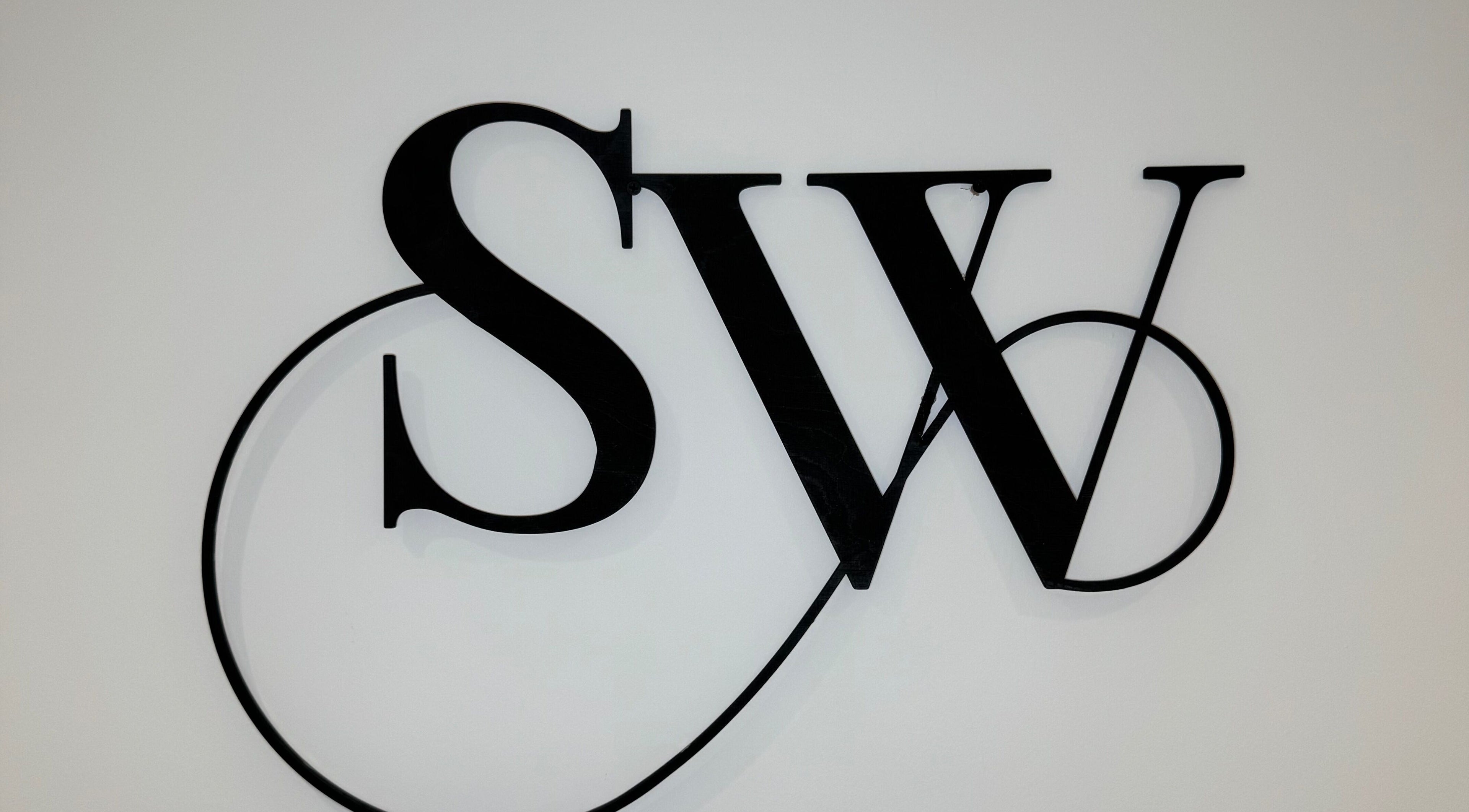 Elegant SW logo displayed at SW Aesthetics in Kent, England, GB.