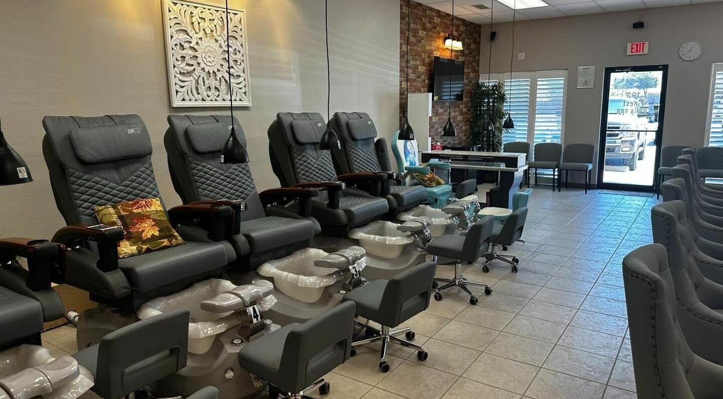 Luxurious pedicure chairs at Pfinesse Salon & Spa in Pflugerville, Texas, US offering relaxing beauty treatments.