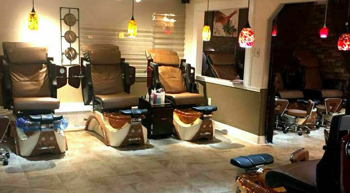 Luxurious pedicure chairs at Pfinesse Salon & Spa in Pflugerville, Texas, US offer a relaxing experience.