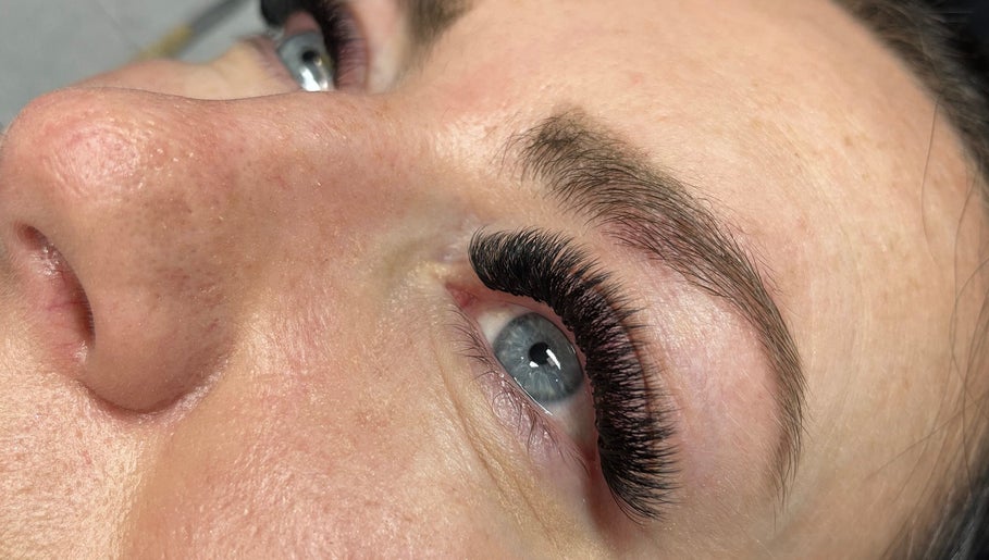 Close-up of voluminous eyelash extensions at The Beauty Spot Cpt in Cape Town, Western Cape, ZA.