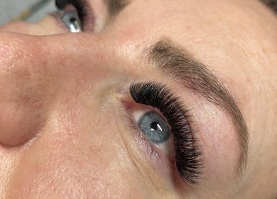 Close-up of voluminous eyelash extensions at The Beauty Spot Cpt in Cape Town, Western Cape, ZA.