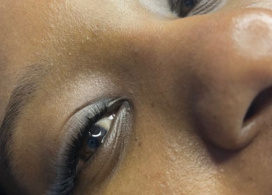 Close-up of expertly done eyelash extensions at The Beauty Spot Cpt, Cape Town, Western Cape, ZA.