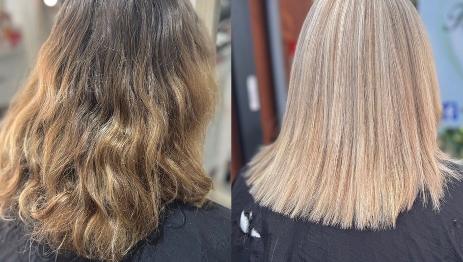 Before and after hair transformation at Denise’s Styles, St Helens, England, GB.