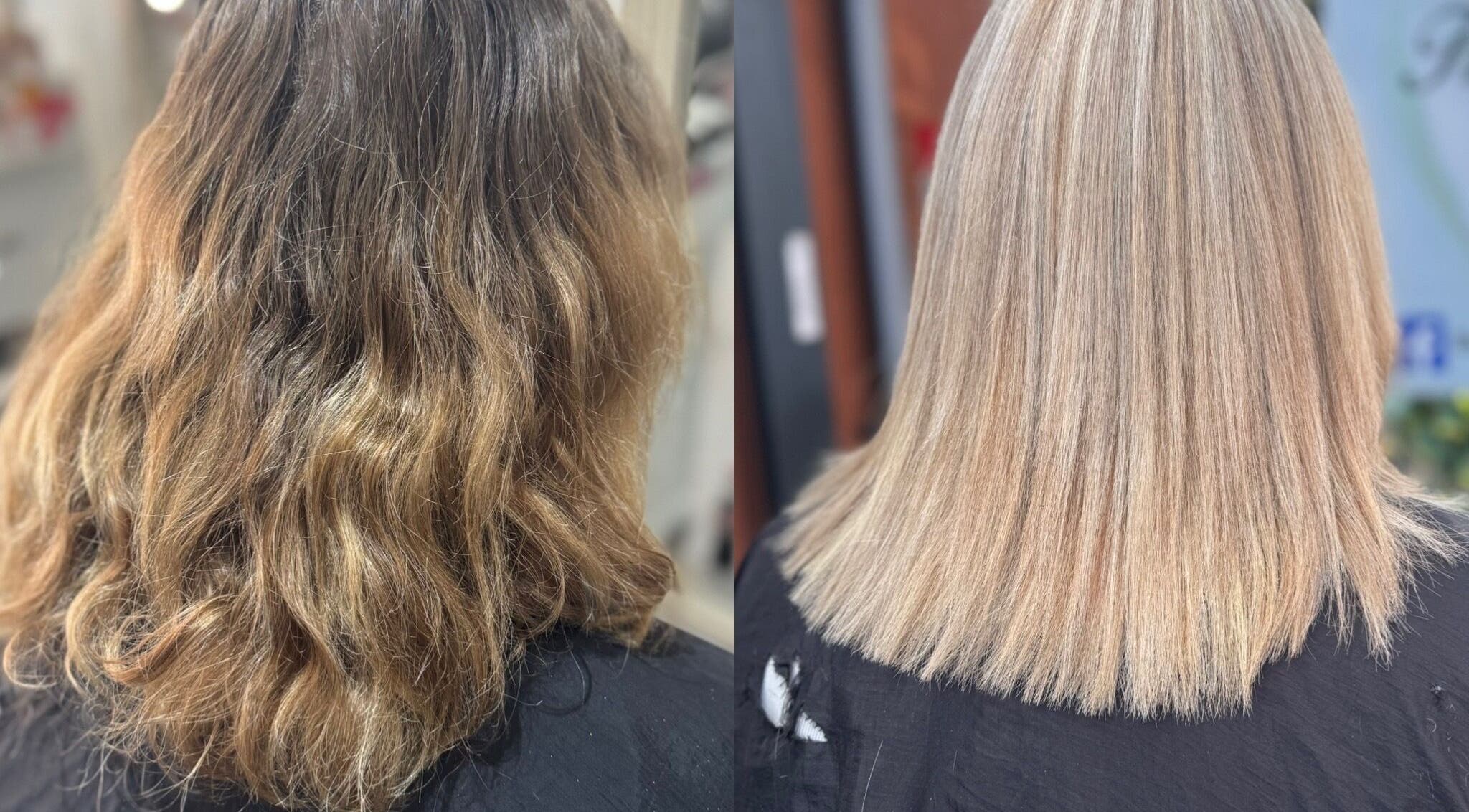 Before and after hair transformation at Denise’s Styles, St Helens, England, GB.