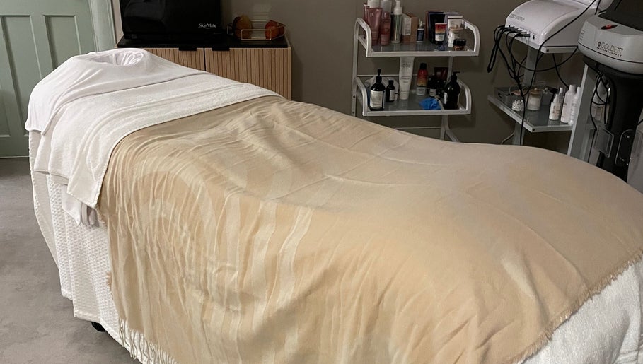 Relaxing treatment bed at The Skin Corner by Amy in Shaftesbury, England, GB, ready for a soothing wellness session.