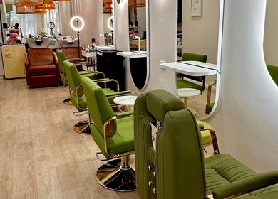 Stylish interior of Veronica Capri Hair Salon Sydney at Bondi Junction, New South Wales, AU with modern chairs.