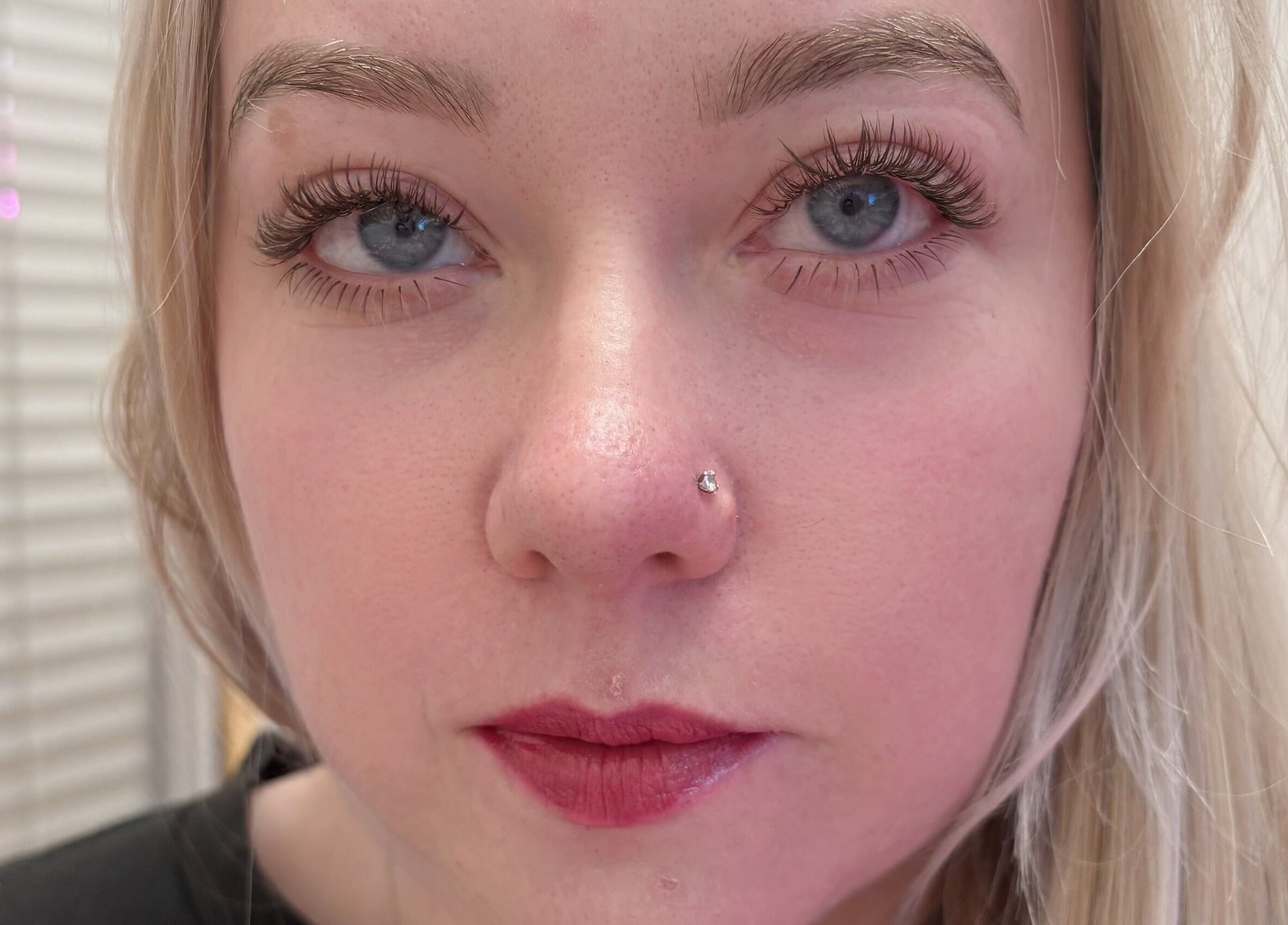 Close-up of enhanced lashes at Andrea’s Lashes in West Valley City, Utah, US.