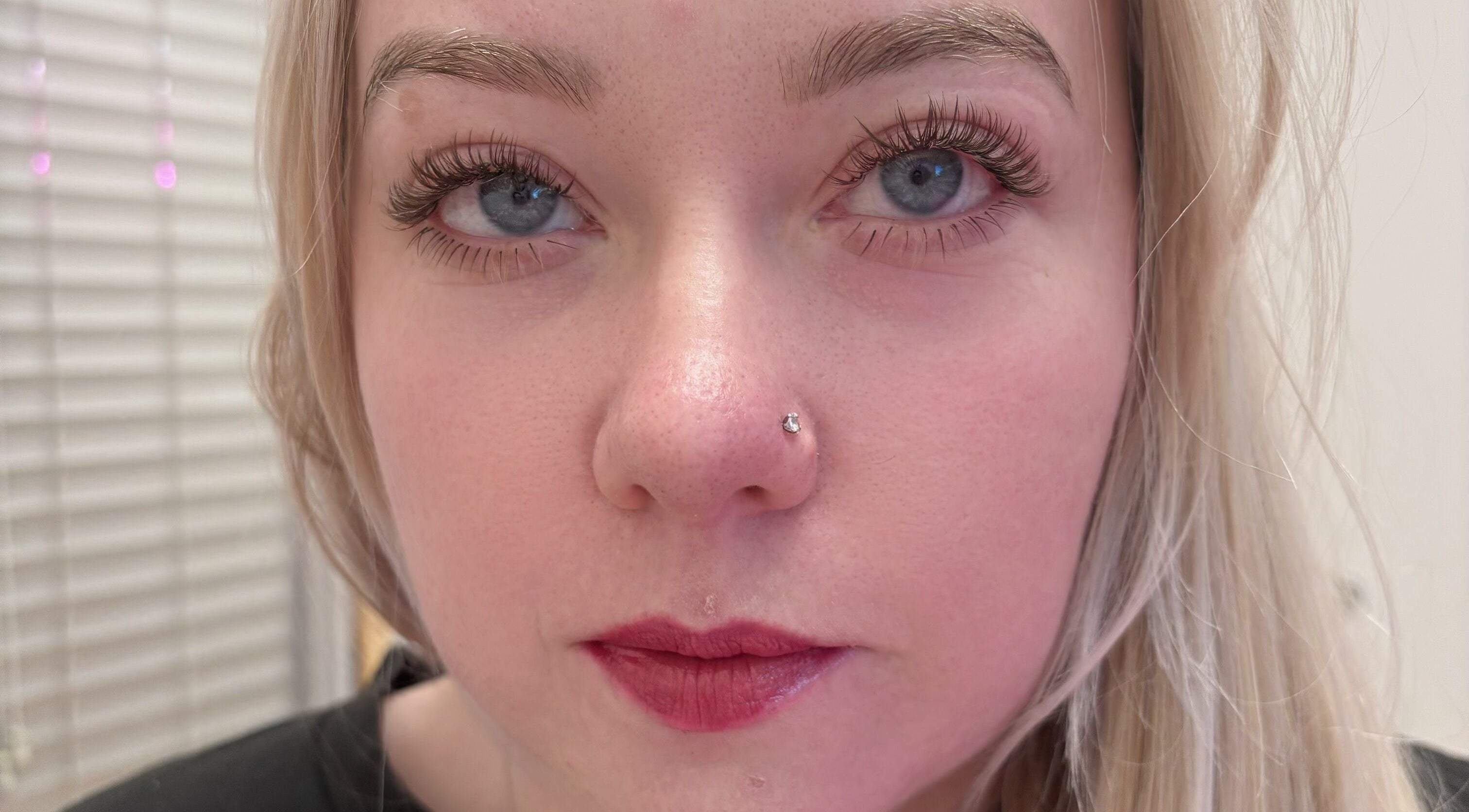 Close-up of enhanced lashes at Andrea’s Lashes in West Valley City, Utah, US.