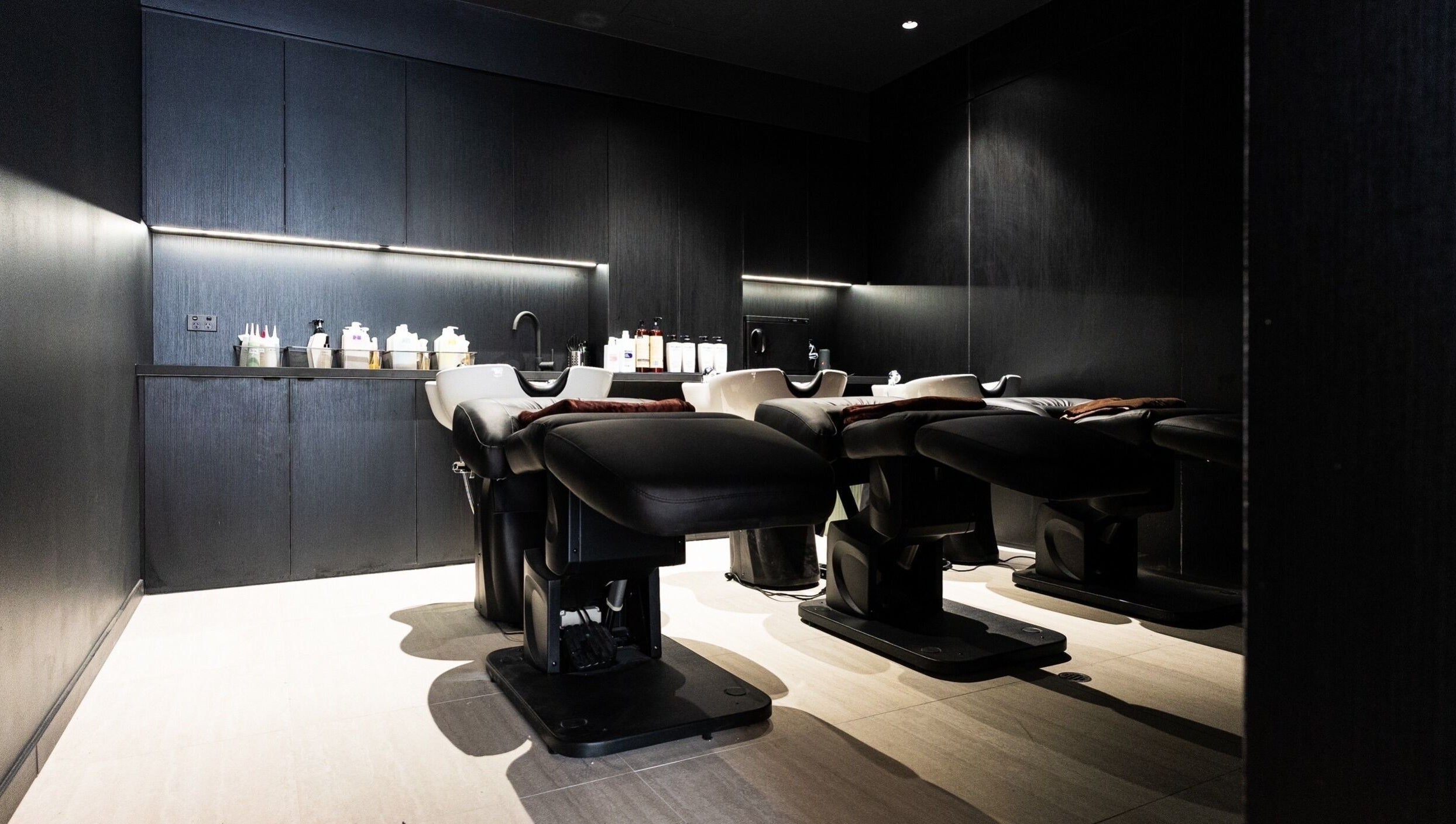 Stylish hair washing stations at Hair Collection Tokyo Subiaco, Subiaco, Western Australia, AU.