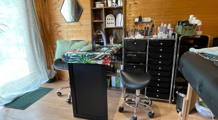 Inviting interior of Green Cabin Beauty at Mill Meadows, Newport, England, GB. Relaxing beauty and wellness setting.