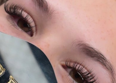 Close-up of lash extensions at Beauty.By.A.n.g.i.e, Great Yarmouth, England, GB showcasing detailed eye beauty.
