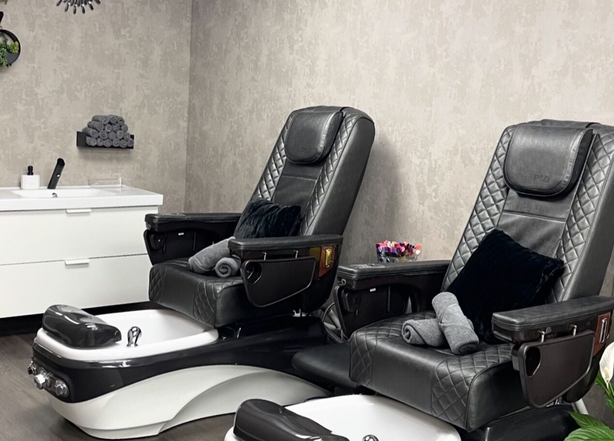 Luxurious pedicure chairs at Black Angel, Cardiff, Wales, GB, offer premium comfort and style.