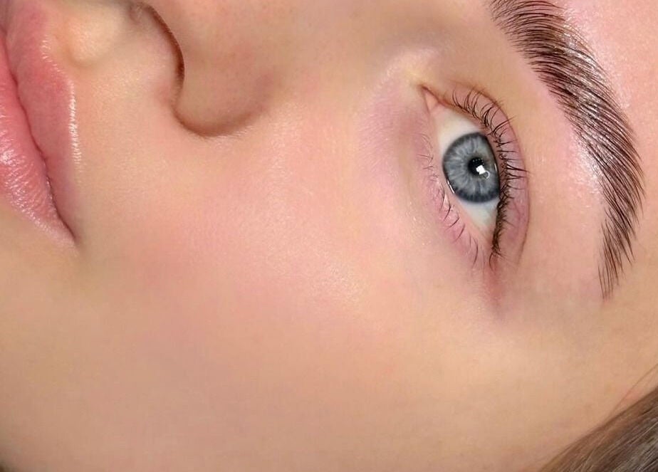 Close-up of well-defined brow and lips at Browow: Brows & Lips That Stay, Melbourne, Victoria, AU.