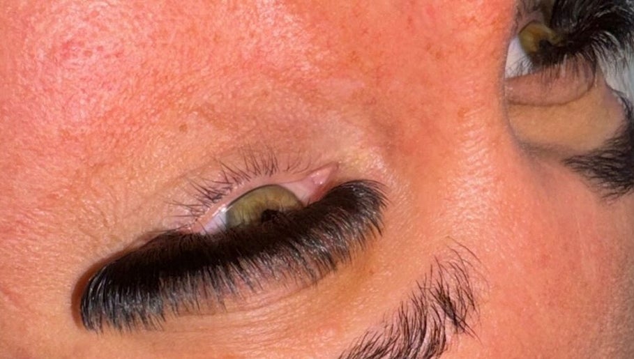 Close-up of expertly styled lashes at Lashes n Brows by Gee in Mansfield, England, GB.