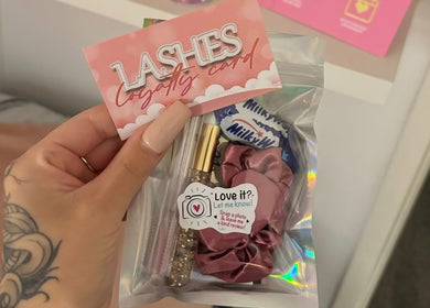 Loyalty card and gift pack at Lashes n Brows by Gee in Mansfield, England, GB.