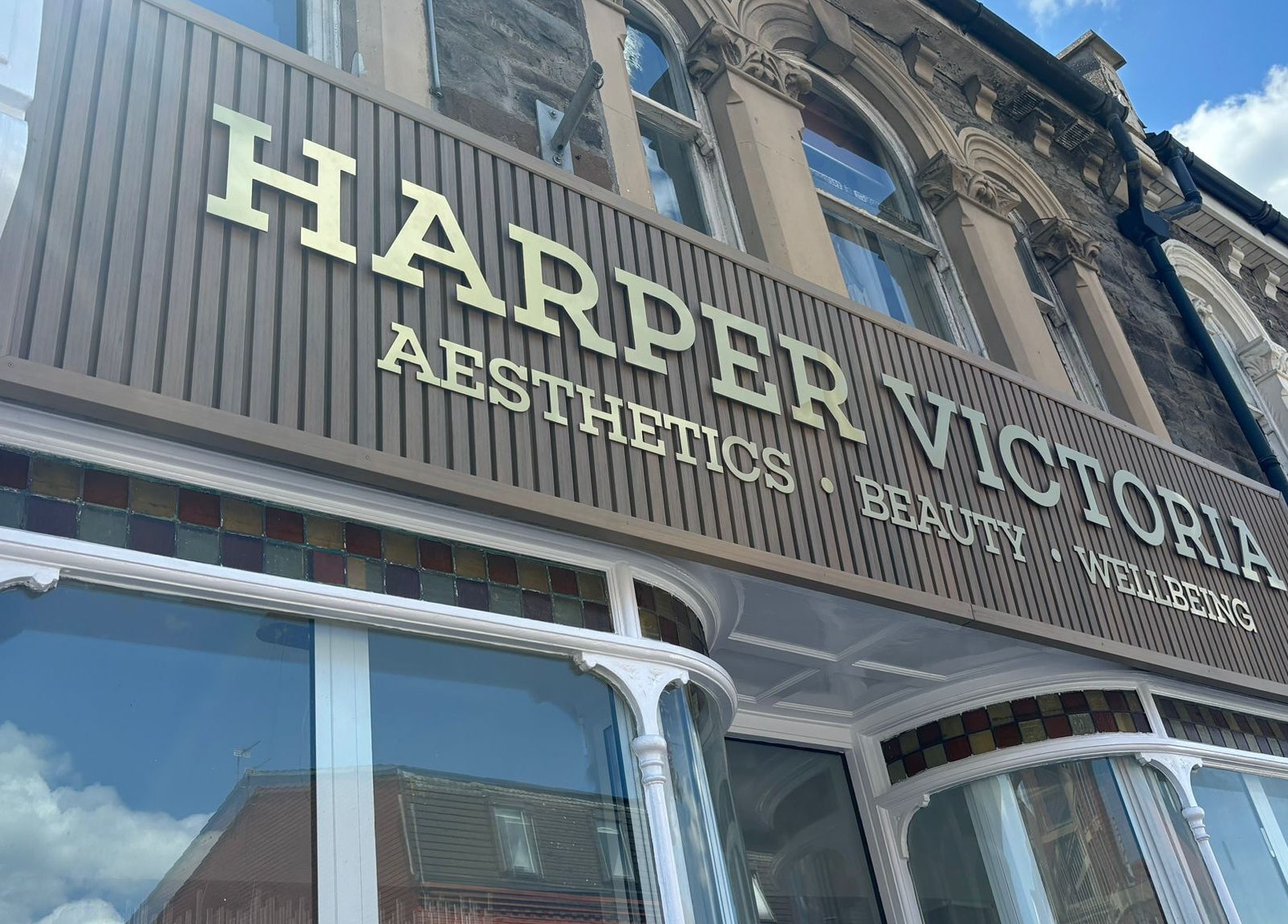 Sign of Harper Victoria Aesthetics in Bristol, England, showcasing elegance and style.