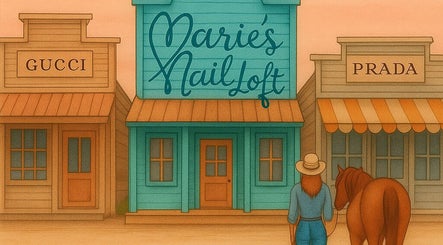 Front of Marie’s Nail Loft in Bonner Springs, Kansas, featuring vintage facade next to named boutiques.