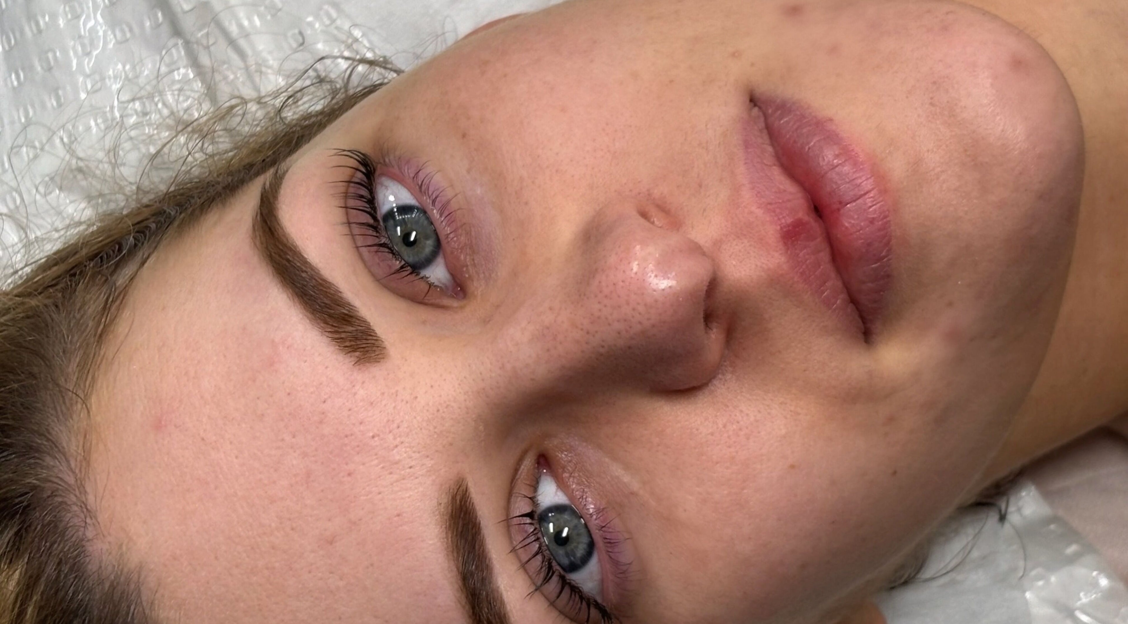 Close-up of a client's face post-treatment at Be Glamorous Studio, Kallangur, Queensland, AU.