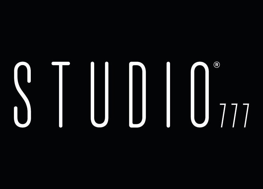 Studio777 logo on black background, located in Cole Bay, Sint Maarten, SX offering beauty services.