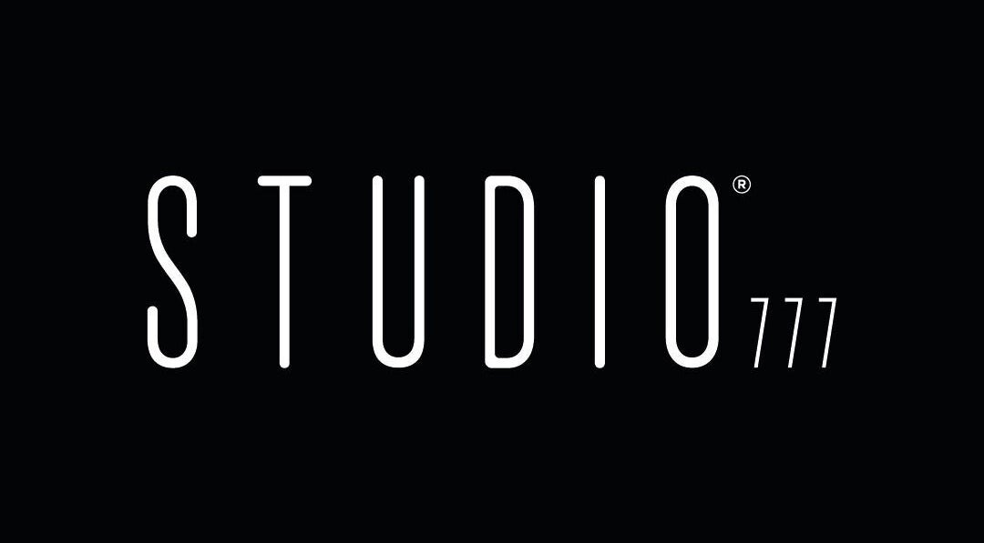 Studio777 logo on black background, located in Cole Bay, Sint Maarten, SX offering beauty services.