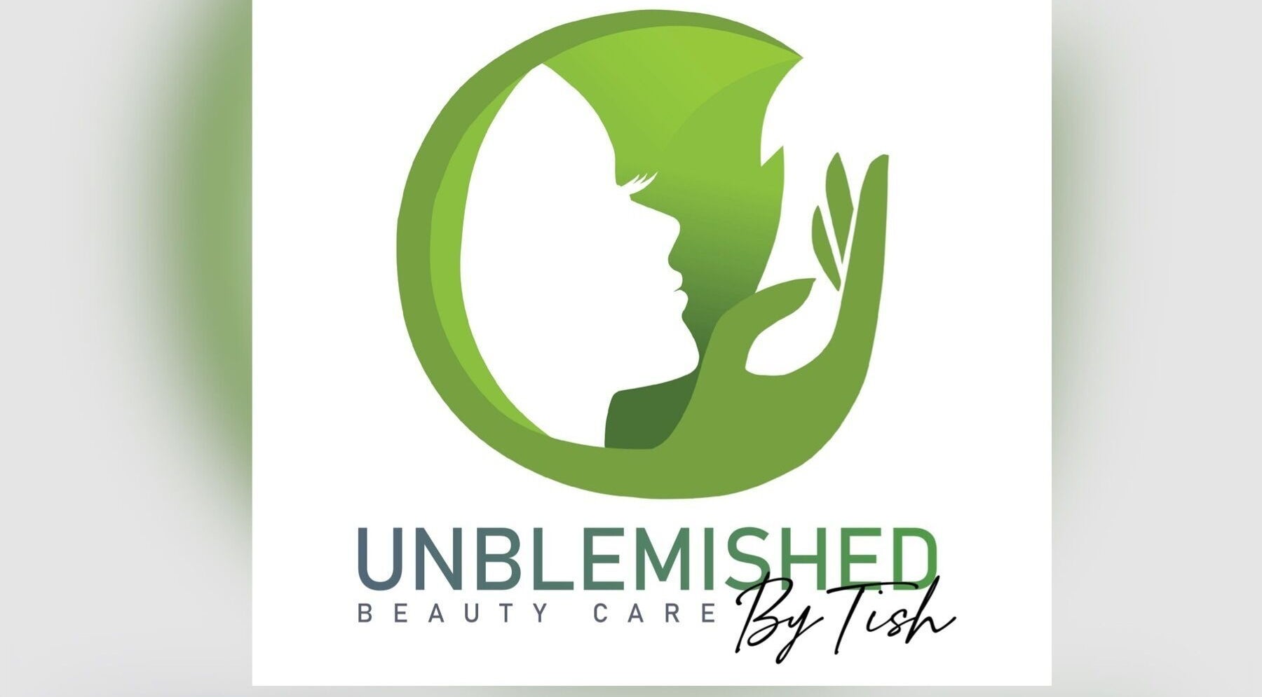Unblemished by Tish (FLORIDA) logo features a green leaf silhouette in Davie, Florida, US.