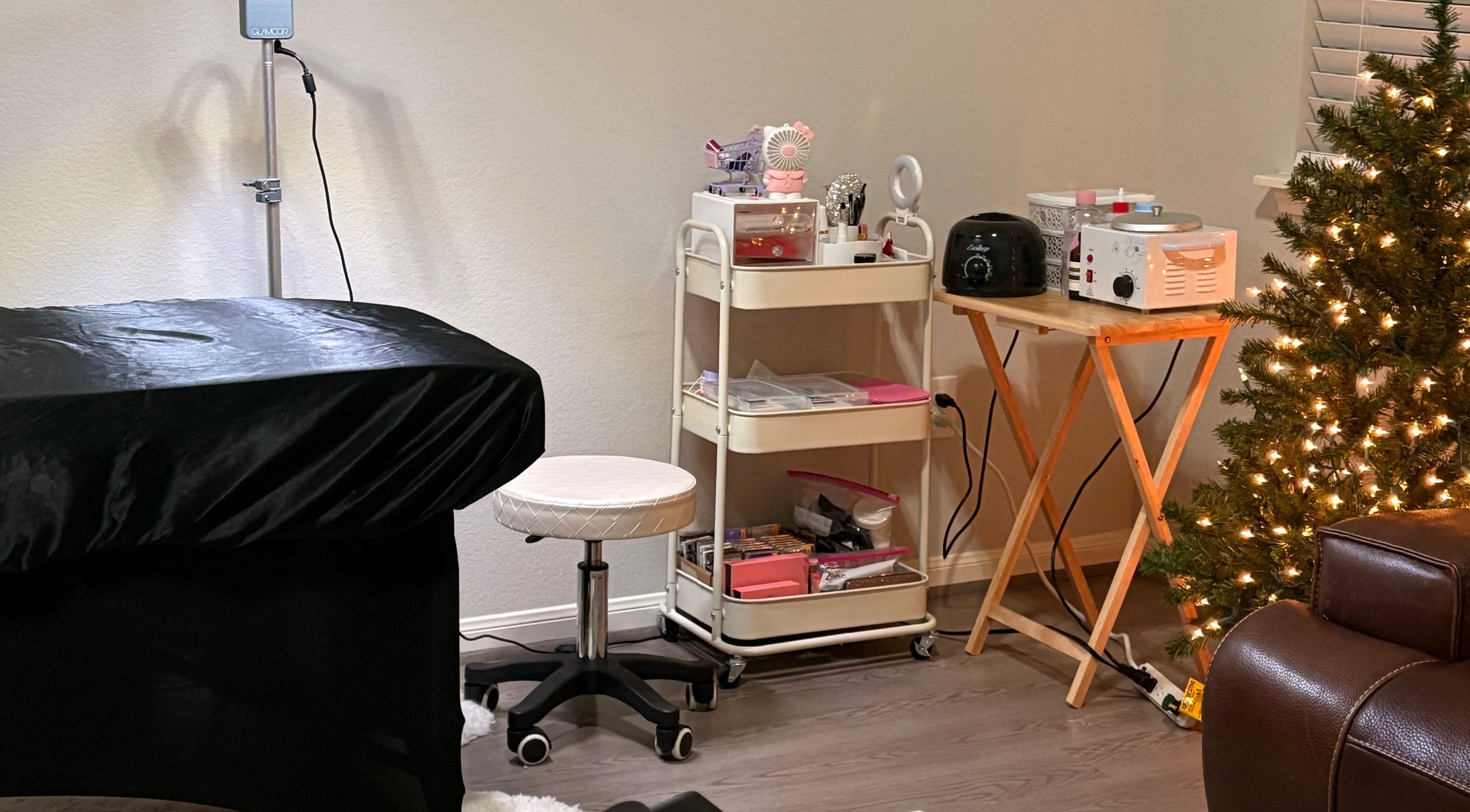 Elegance Studio treatment area with cozy setup, Houston, Texas, US.