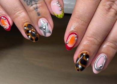 Unique nail art at Holly Coukham Nails and Brows, Hemsworth, England, GB showcasing vibrant and detailed designs.