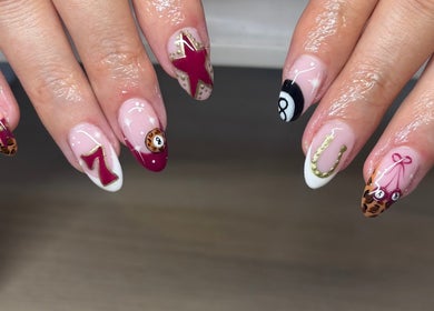 Unique nail art design at Holly Coukham Nails and Brows, Hemsworth, England, GB.
