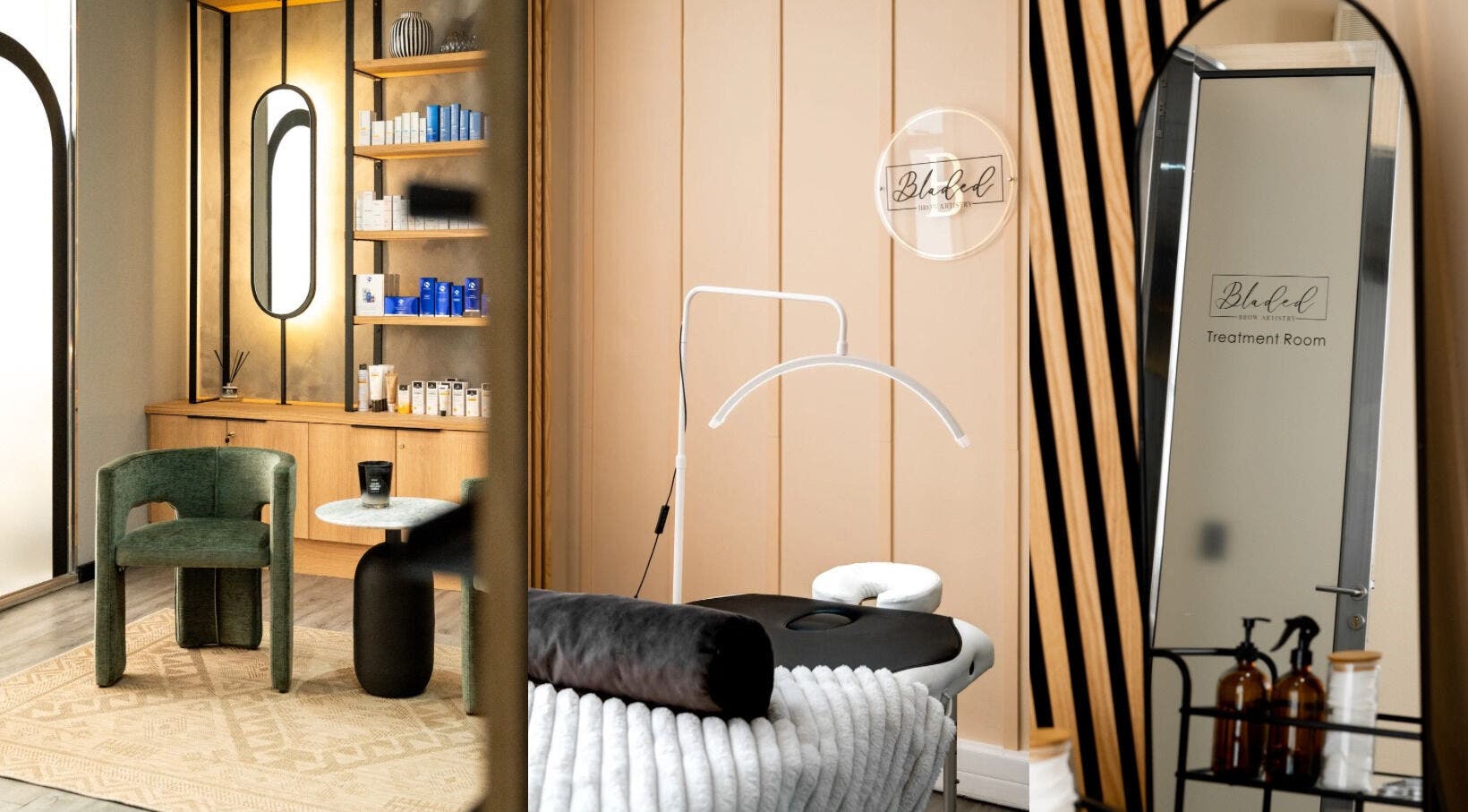 Elegant treatment space at Bladed Brow Artistry in Paarl, Western Cape, ZA with modern design and cozy ambiance.