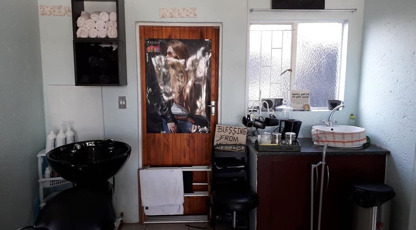 Hair on Terrace salon interior in Benoni, Gauteng, ZA. Features modern wash station and stylish decor.