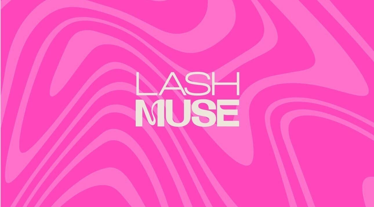 Bold pink Lash Muse Sydney logo, Campsie, New South Wales, AU, eye-catching design.