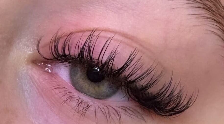 Close-up of expertly styled eyelashes at Yeg Lash Plug, Edmonton, Alberta, CA. Natural beauty enhanced.