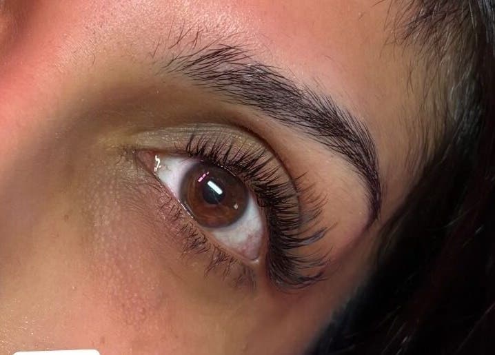 Detailed view of a beautifully styled eyelash extension at Yeg Lash Plug, Edmonton, Alberta, CA.