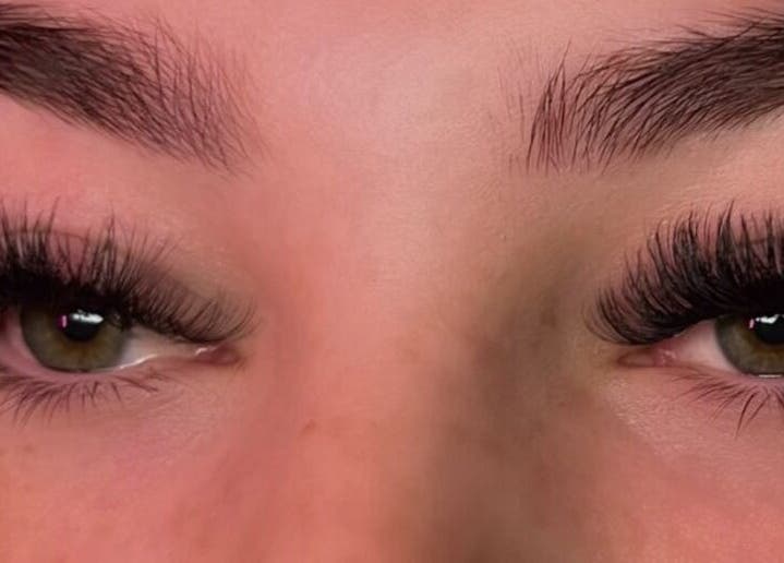 Close-up of beautifully applied eyelash extensions at Yeg Lash Plug, Edmonton, Alberta, CA.